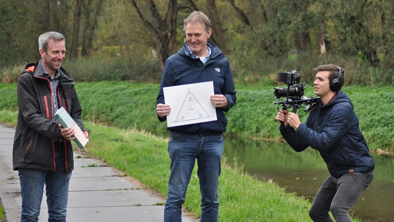 De bosgroep bezig met de opnamen van de filmpjes die de basis voor het symposium vormden