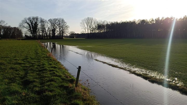 Hoger water in beken afgelopen week