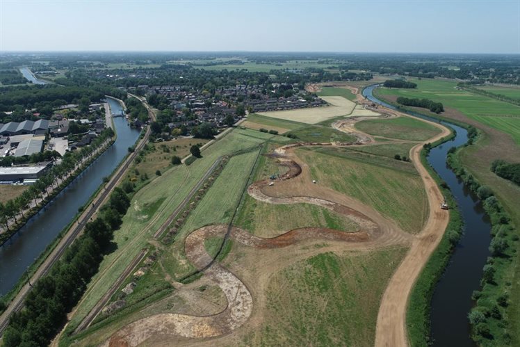 luchtfoto aanleg nevengeul en stadsfront