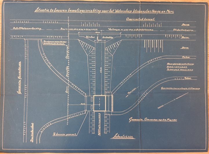 Reconstructie bouwtekening gemaal Klinkenvlier (uit sloopplan, 1983)